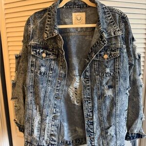 Fantastic Fawn Blue Distressed Jean Jacket
